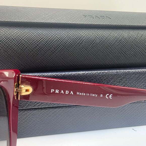 321 Prada Women\'s Red Polarized Rectangle Sunglasses Shades Size 52-18-140 main image 6